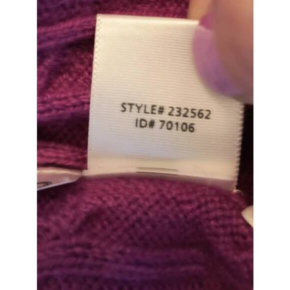 Ann Taylor Loft Sweater Women's Size L Purple Cable Knit Long Sleeve V Neck - Picture 9 of 14
